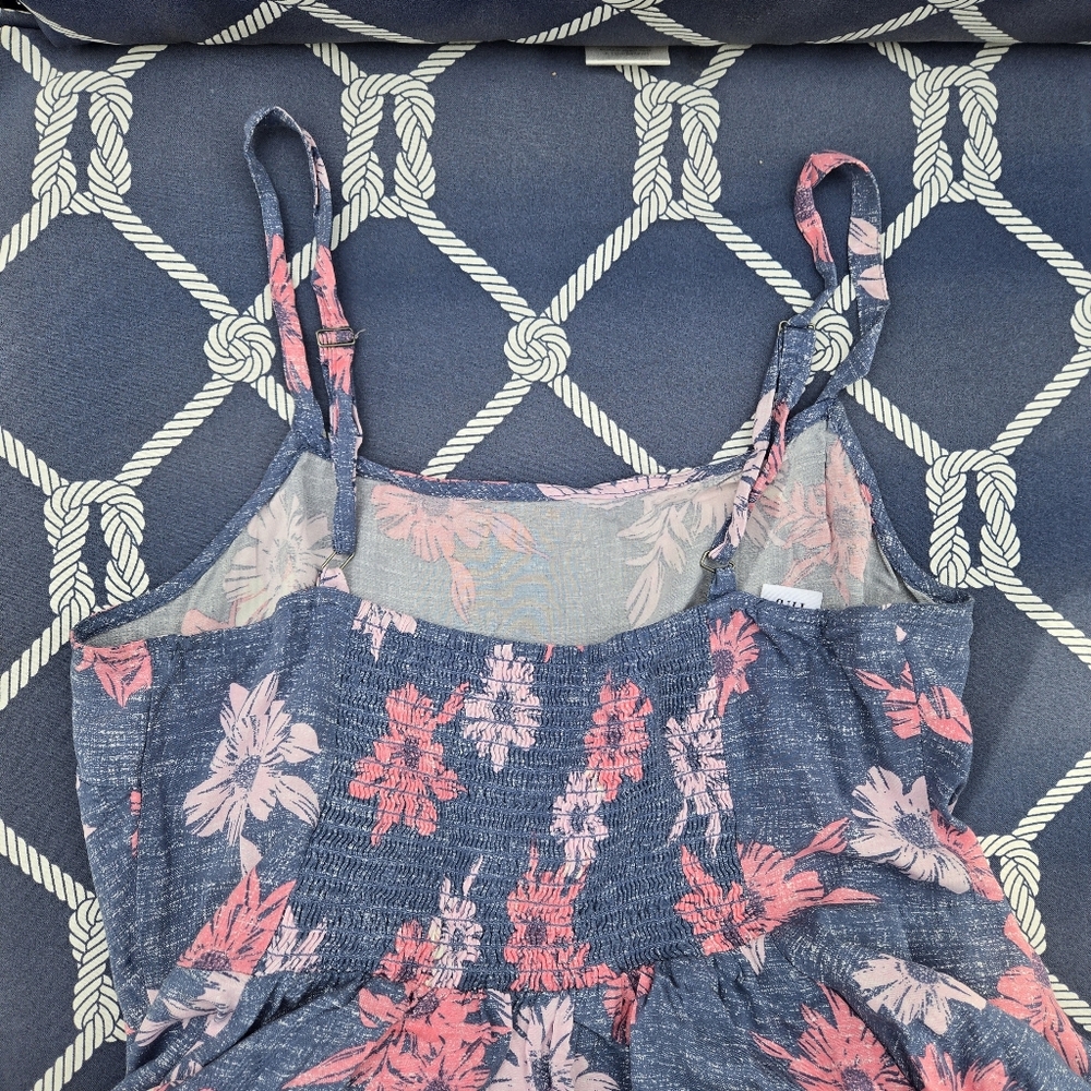 GAP Floral Print Cami Mini Dress Blue & Pink Unlined Spaghetti Strap Smocked S - Picture 4 of 7
